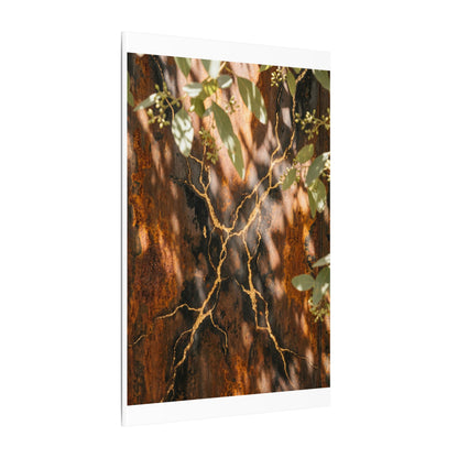 Kanso Rust Patina Canvas Art - Kintsugi Gold Vein