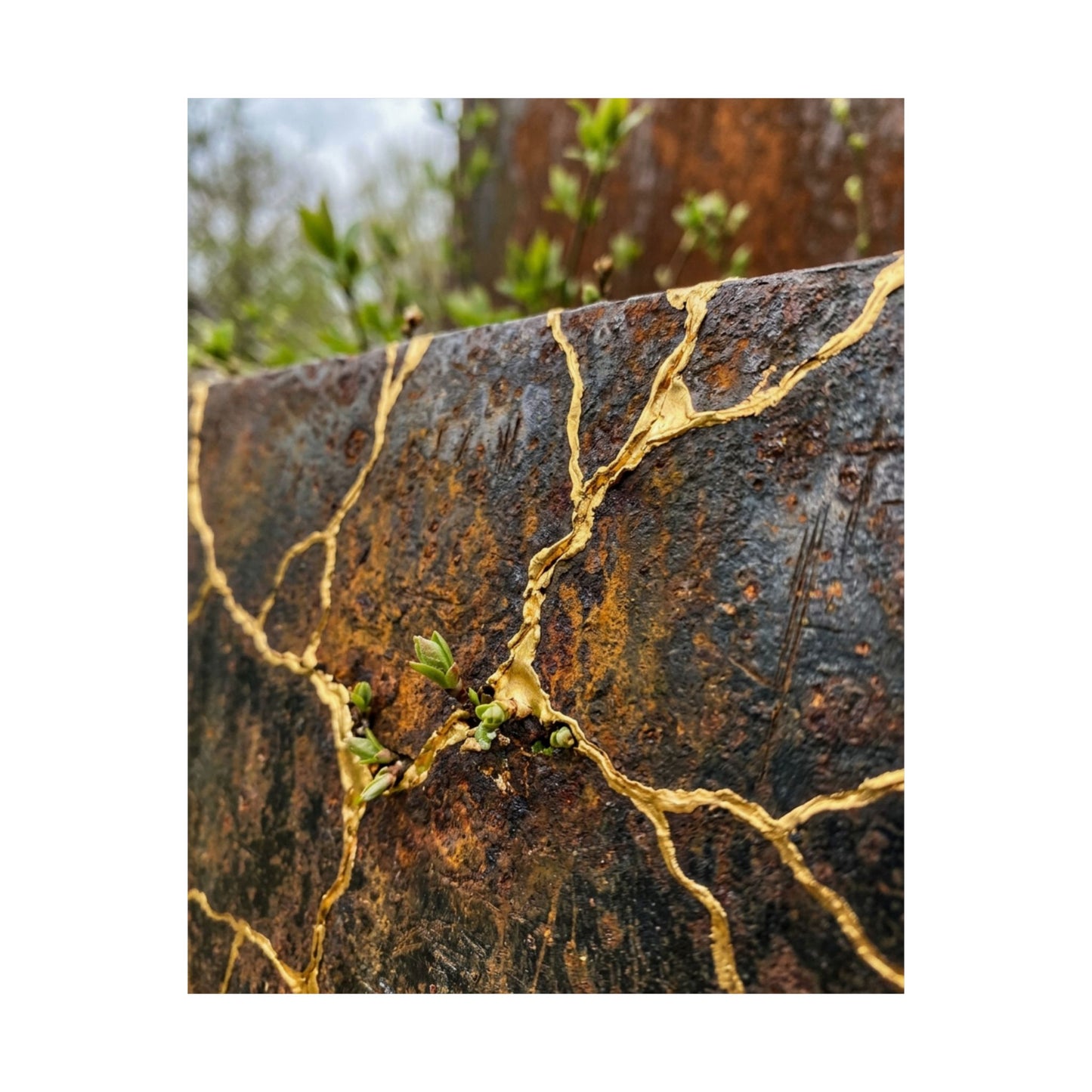 Philosophical Rust Patina Wall Art Print - Gold Repair Kintsugi