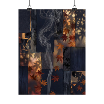 Dappled Incense Smoke Wall Art Print - Dark Japandi Seijaku Art Print