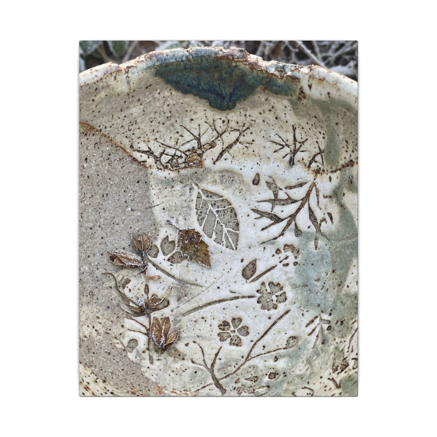Ceramic Bowl Winter Canvas Art | Japandi Earthy Design