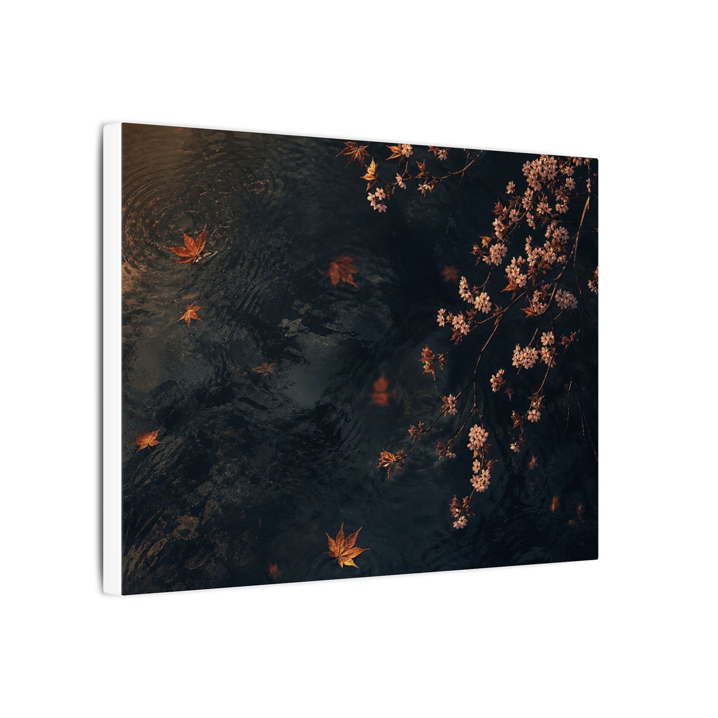 Golden Hour Cherry Blossom Canvas Art - Dark Japandi Kanso