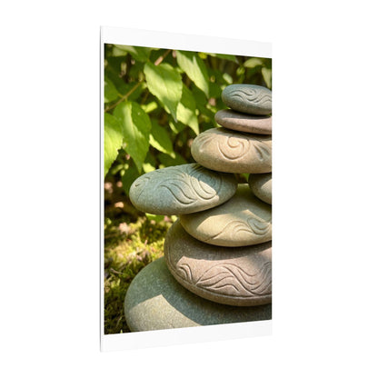 River Stones Summer Canvas Art | Japandi Earthy Design