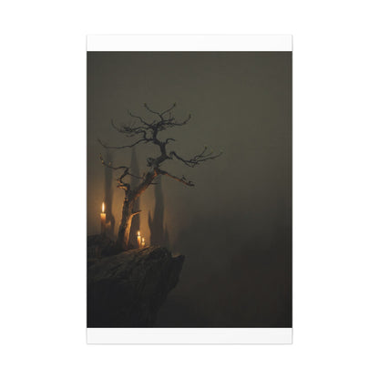 Ma Pine Tree Canvas Art - Dark Japandi Shadow Zen