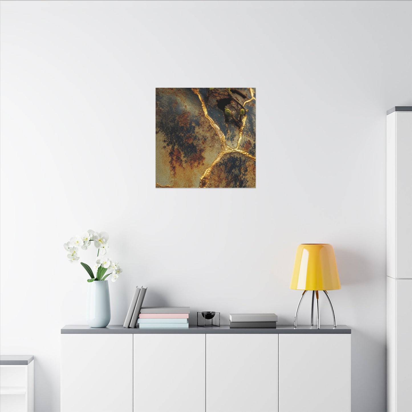 Datsuzoku Rust Patina Canvas Art - Kintsugi Crackle Gold