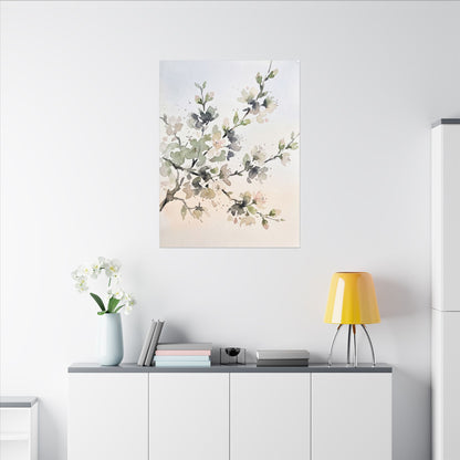 Cherry Blossom Watercolor Canvas Art | Elegant Japandi Art