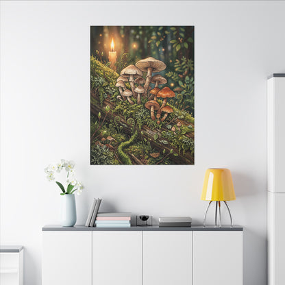 Spring Wild Mushrooms Herbarium Canvas Art | Rustic Decor