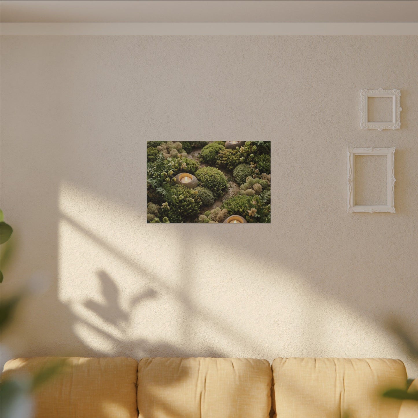 Moss Close Up Japanese Pattern Canvas Art | Neutral Japandi Art