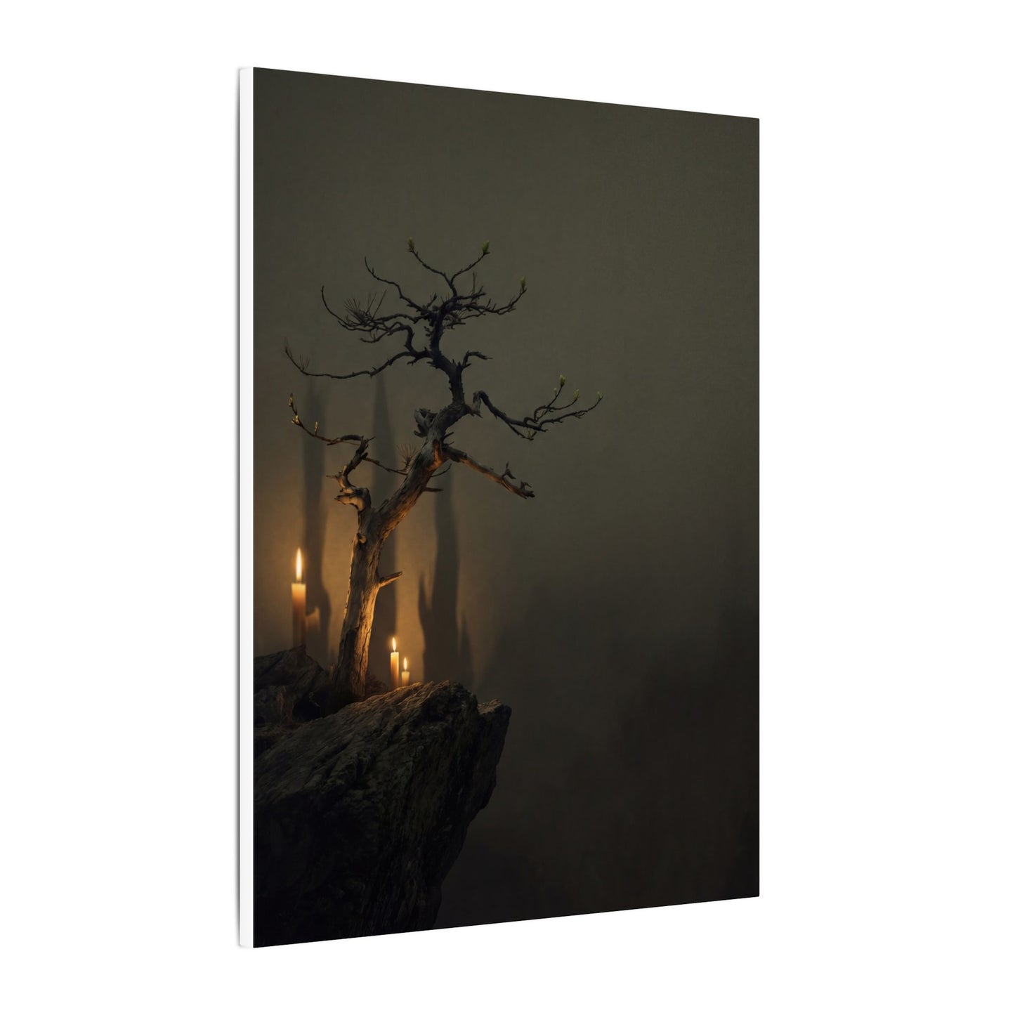 Ma Pine Tree Canvas Art - Dark Japandi Shadow Zen
