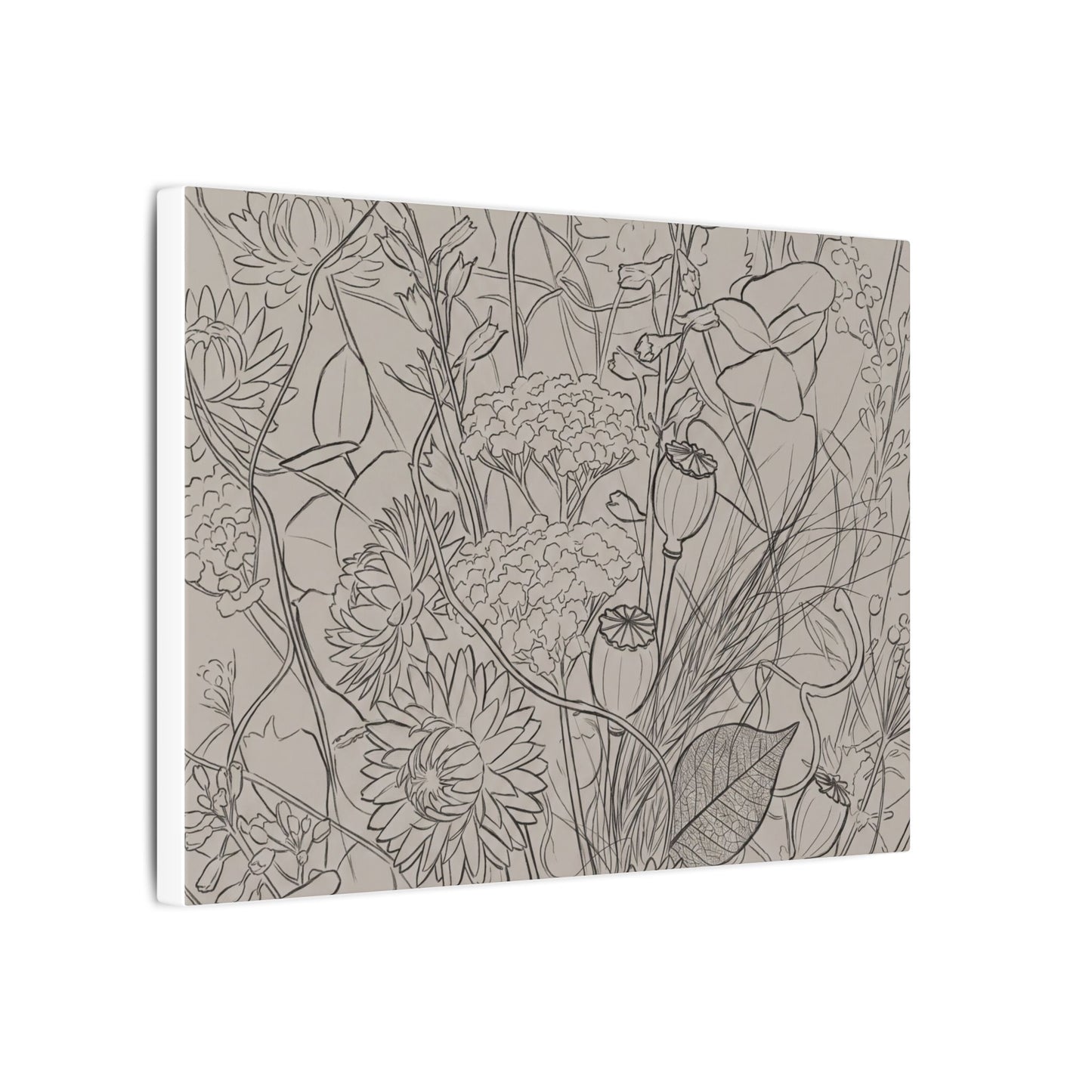 Summer Dried Flowers Minimal Line Canvas Art | Elegant Decor