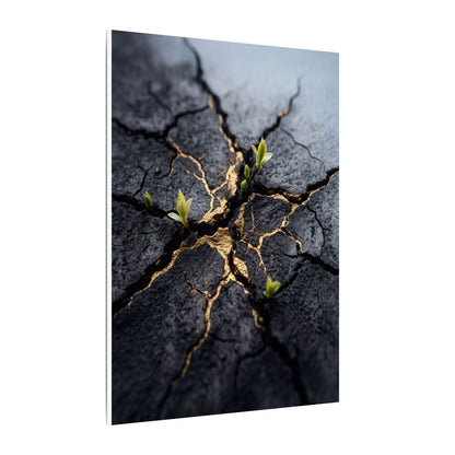 Ma Cracked Earth Canvas Art - Dark Japandi Charcoal Ink