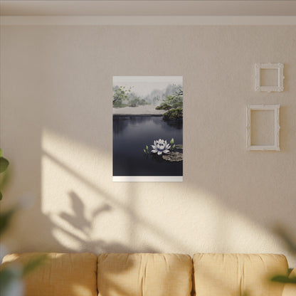 Lotus Flower Karesansui Canvas Art | Tranquil Zen Art