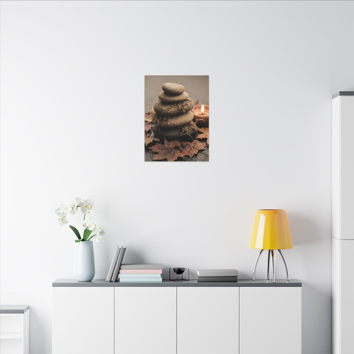 River Stones Canvas Art | Autumn Japandi Texture Art