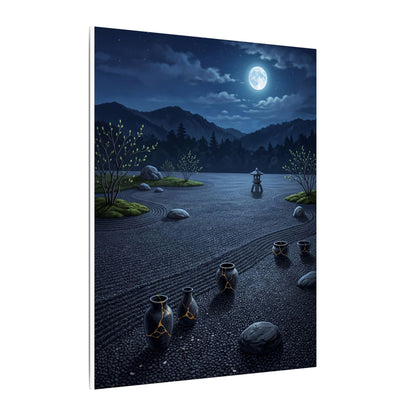 Kintsugi Moonlit Garden in Moonlight | Gold Repair Canvas Art