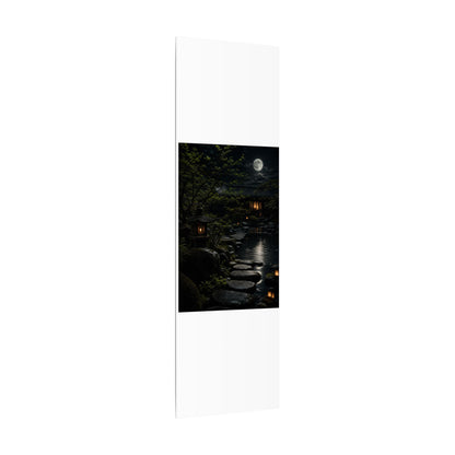 Moonlit Garden Shadow Zen Canvas Art | Sophisticated Dark Japandi Art