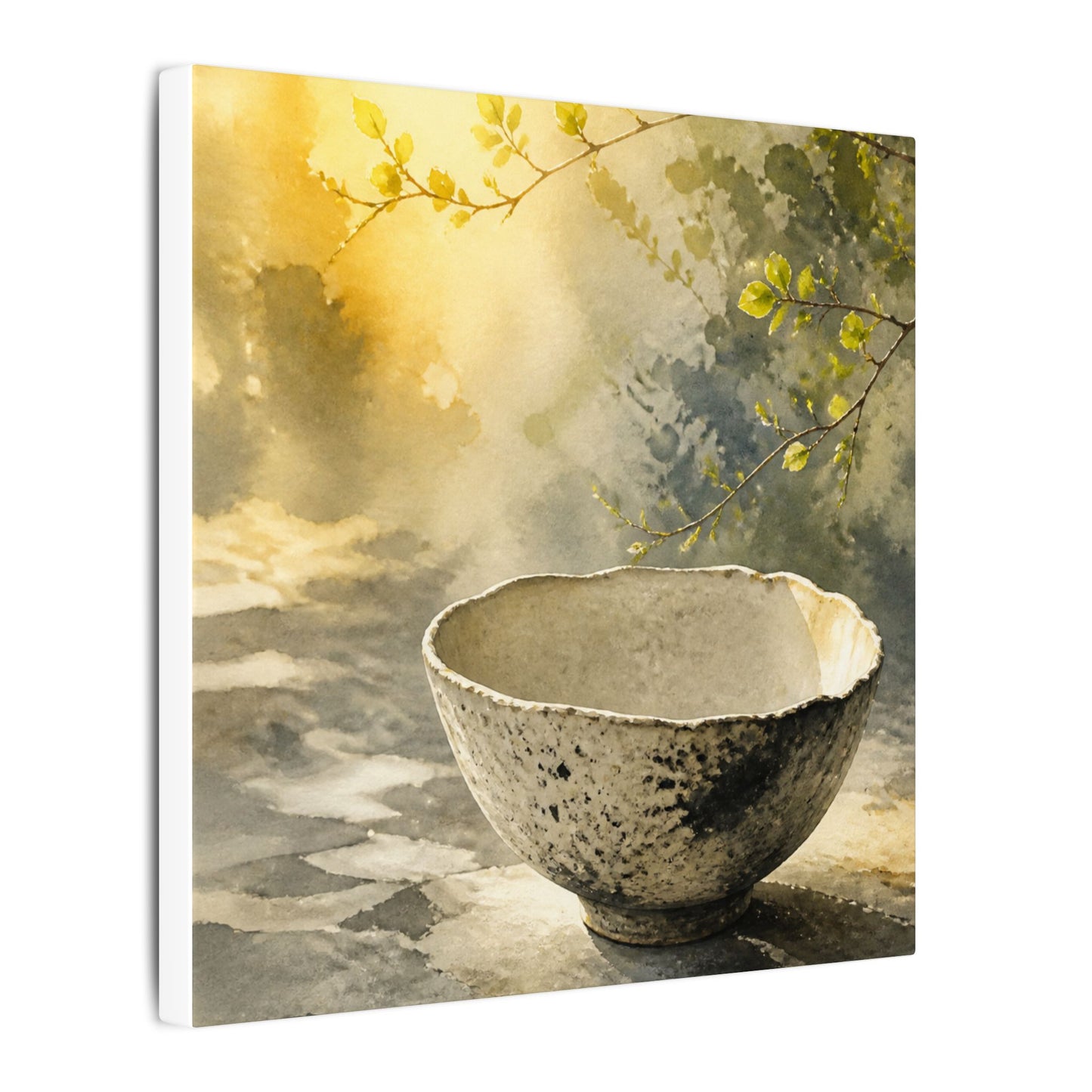 Cozy Ceramic Bowl Canvas Art - Watercolor Japandi