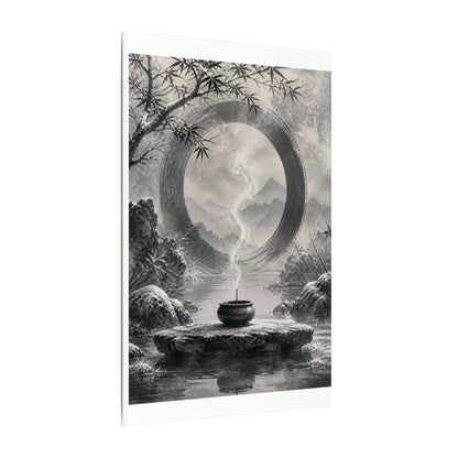 Incense Smoke Canvas Art | Winter Zen Sumi E Art