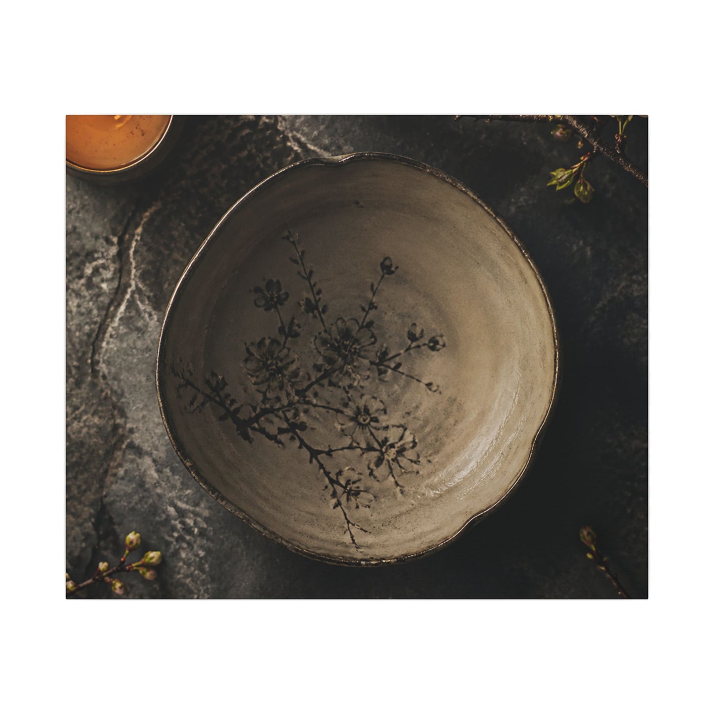 Ceramic Bowl Spring Canvas Art | Japandi Earthy Design