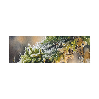 Winter Moss Close Up Watercolor Canvas Art | Neutral Decor