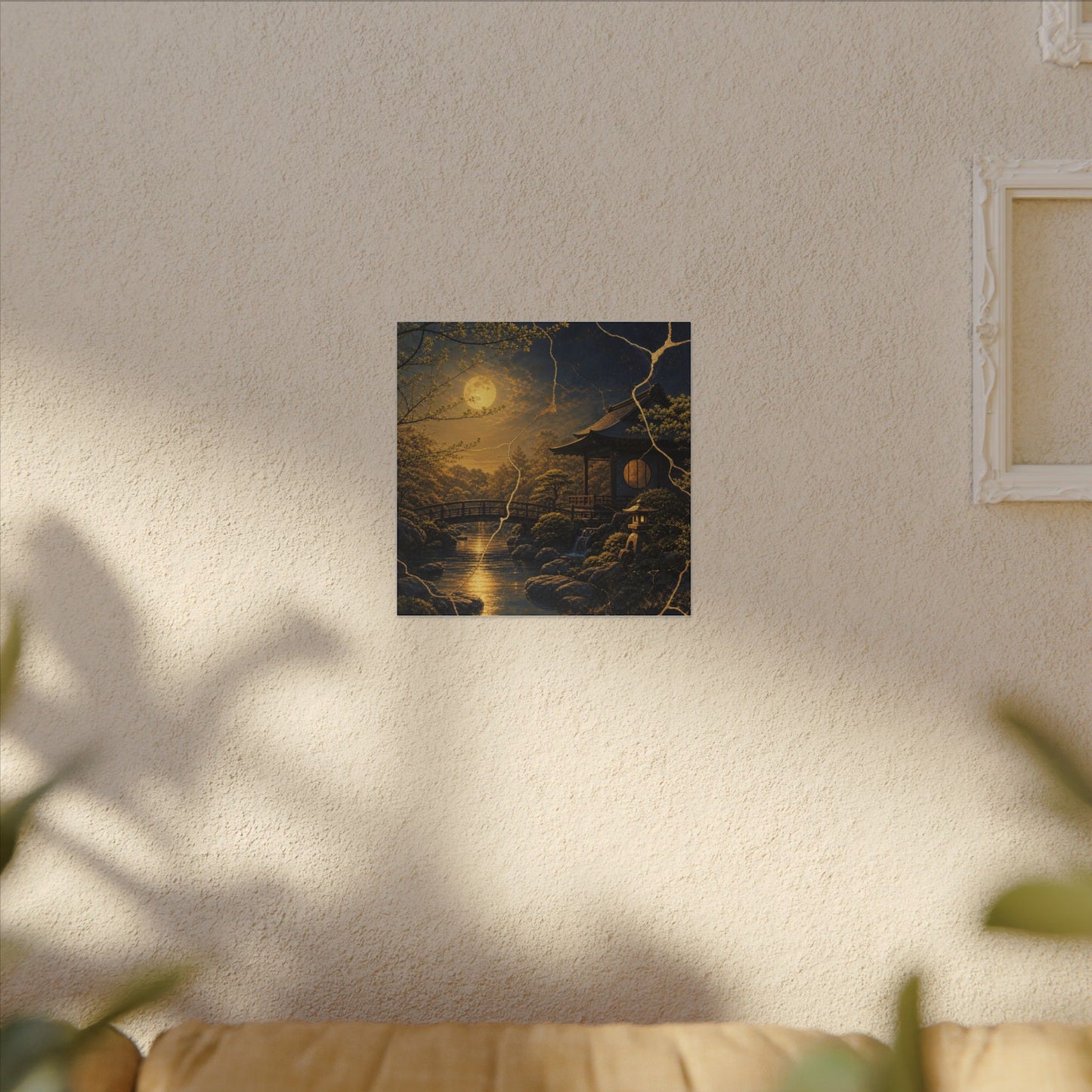 Spring Moonlit Garden Gold Vein Canvas Art | Resilient Decor