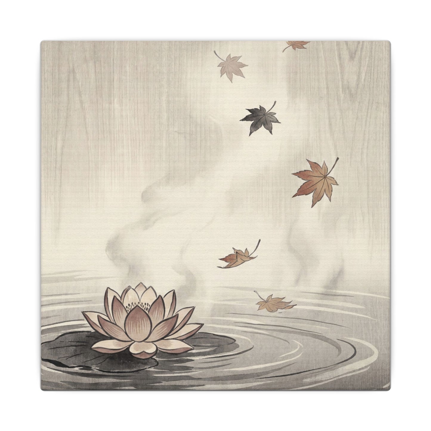 Lotus Flower Canvas Art | Autumn Zen Ukiyo E Inspired Art