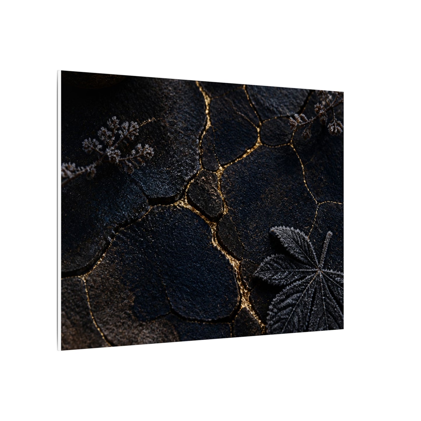 Candlelight Cracked Earth Canvas Art - Dark Japandi Ma