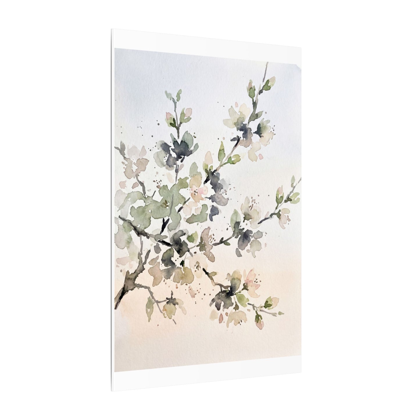 Cherry Blossom Watercolor Canvas Art | Elegant Japandi Art