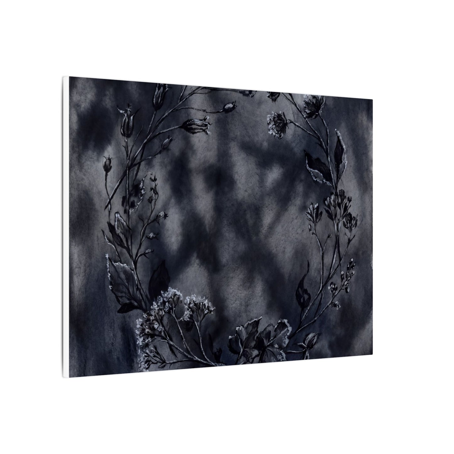 Dried Flowers Canvas Art | Winter Dark Japandi Shadow Zen Art
