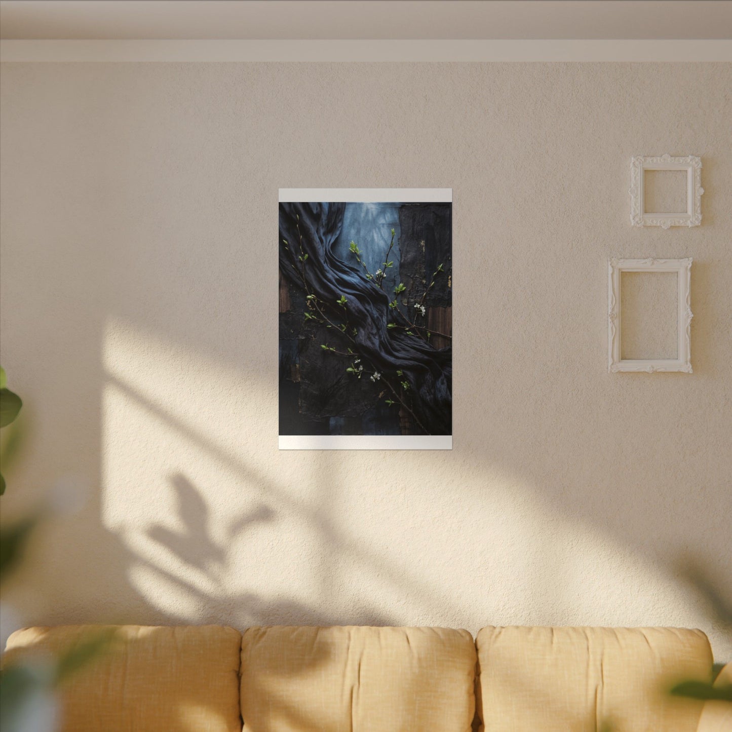 Spring Silk Drape Dark Texture Canvas Art | Atmospheric Decor