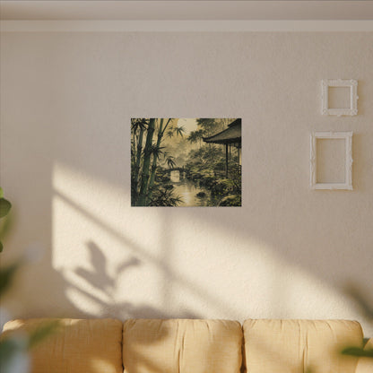Moonlit Garden Sumi E Canvas Art | Calm Zen Art
