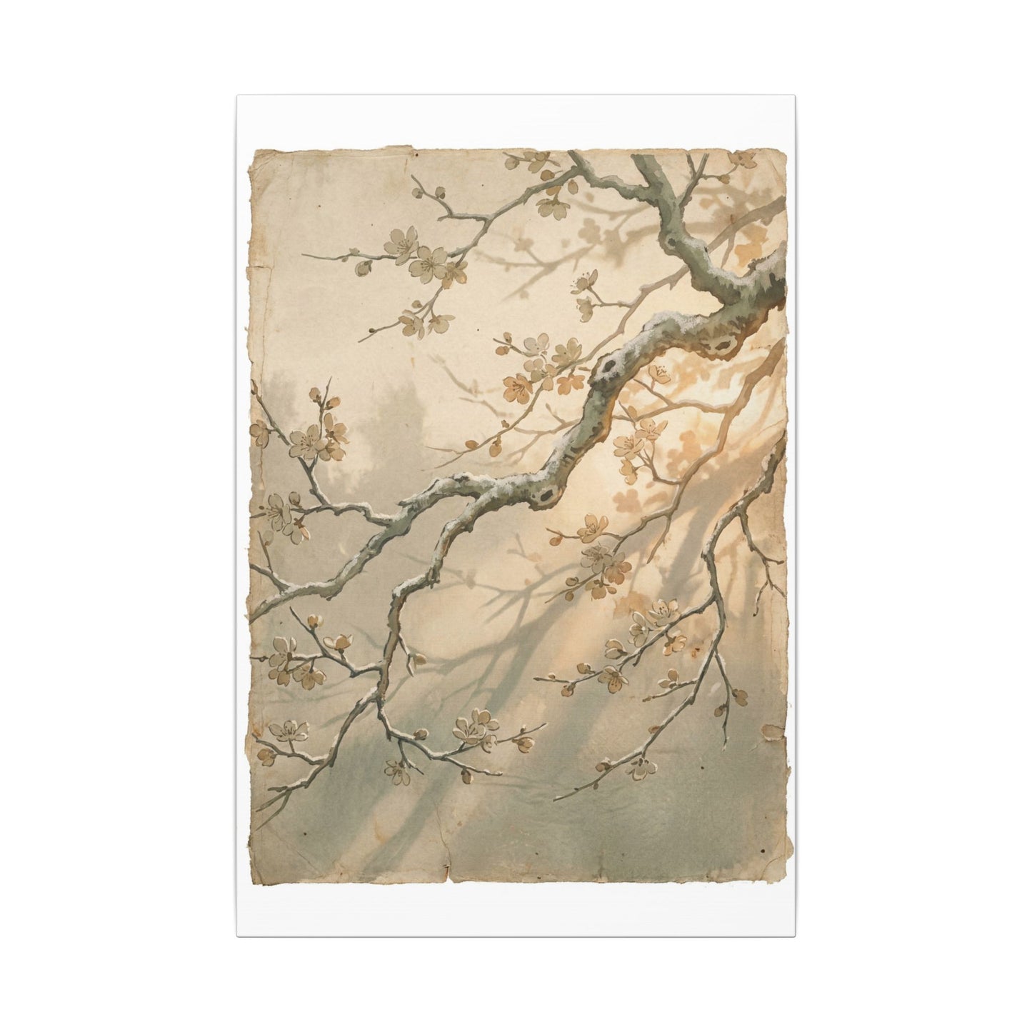 Cherry Blossom Canvas Art | Winter Japandi Japanese Pattern Art