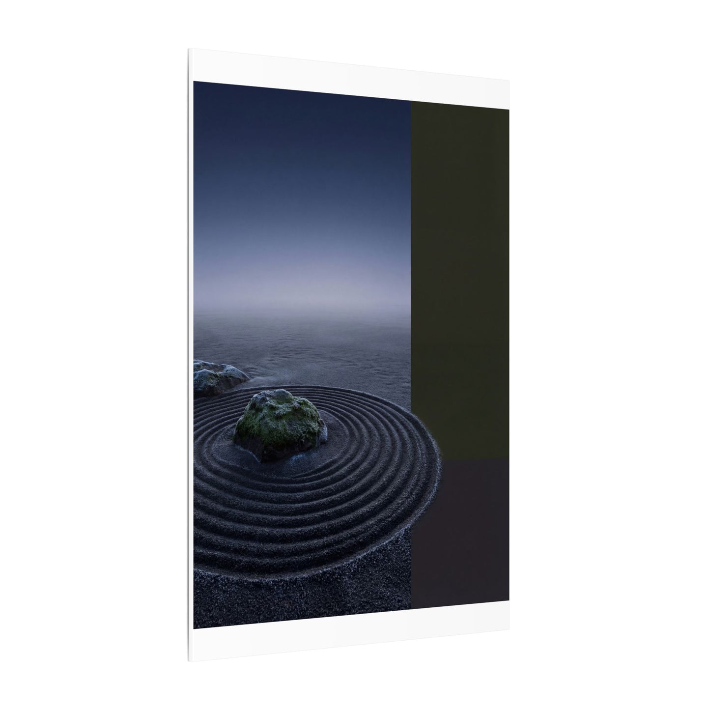 Ma Rock Garden Canvas Art - Dark Japandi Moody Minimal