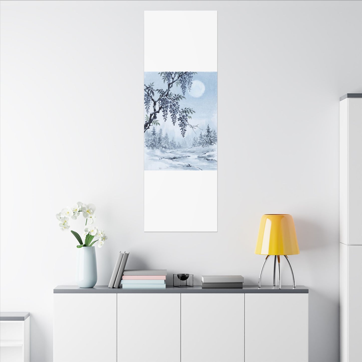 Seijaku Wisteria Canvas Art - Zen Sumi E