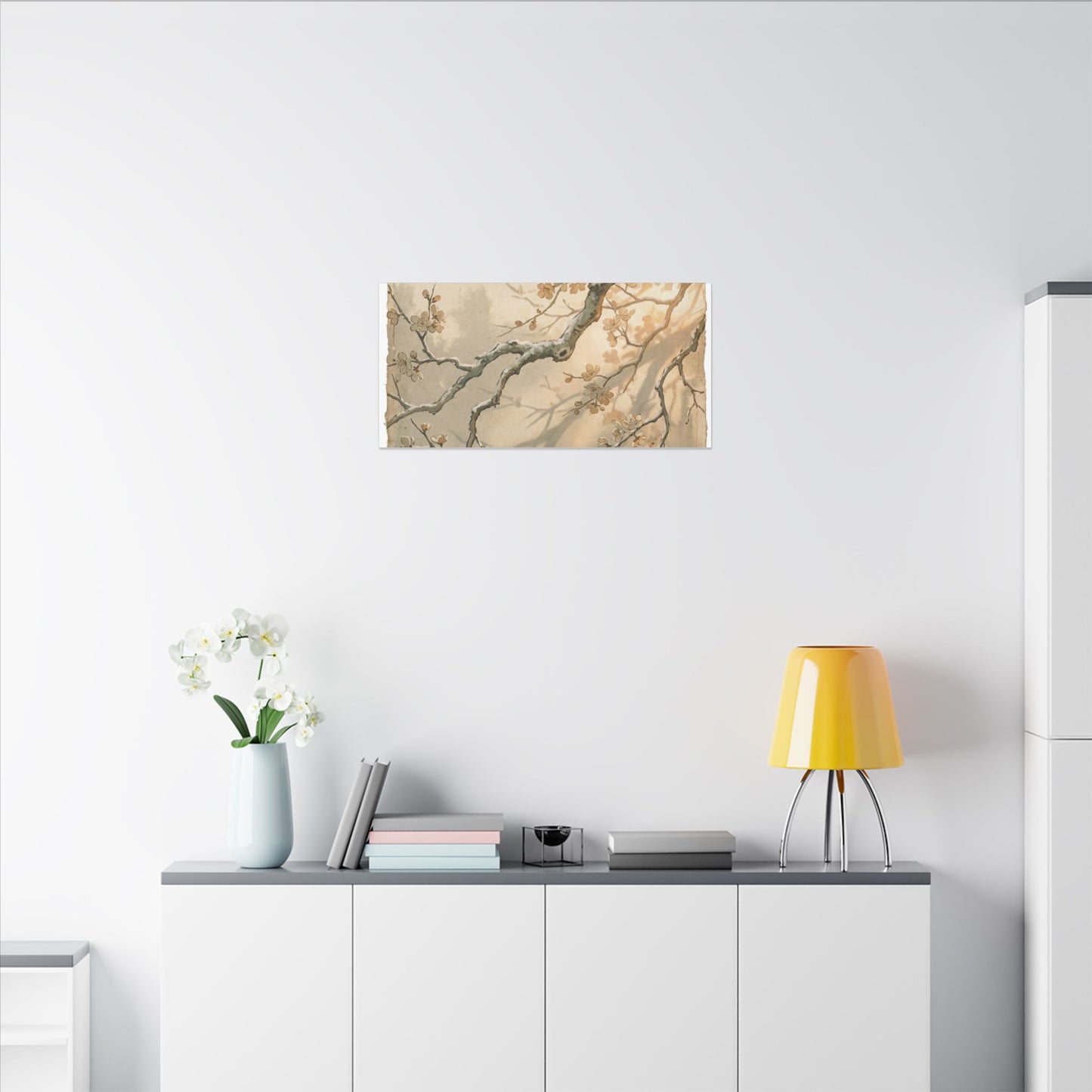 Cherry Blossom Canvas Art | Winter Japandi Japanese Pattern Art