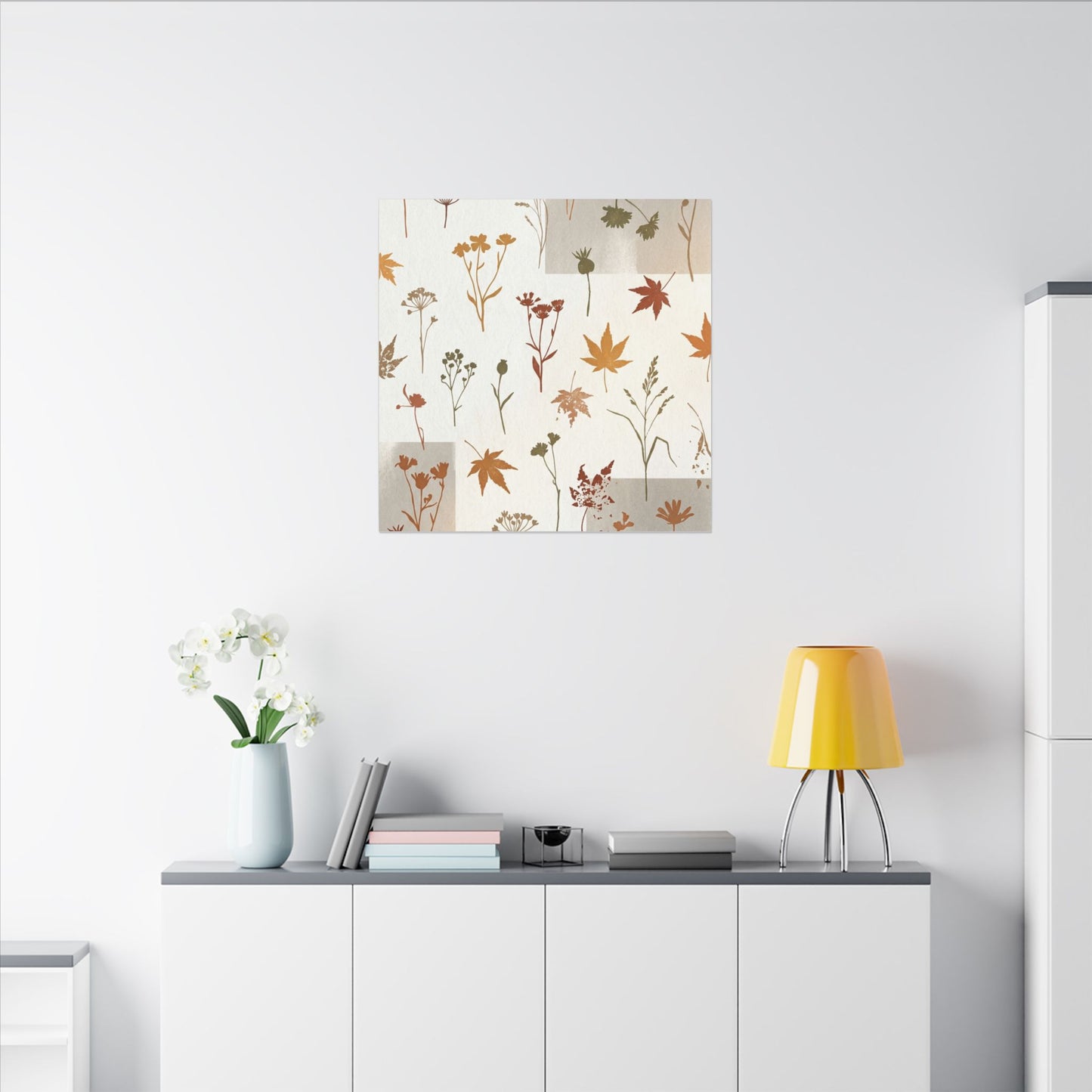 Autumn Dried Flowers Japanese Pattern Canvas Art | Elegant Decor