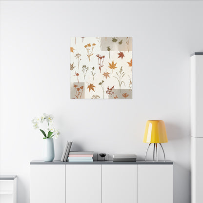 Autumn Dried Flowers Japanese Pattern Canvas Art | Elegant Decor
