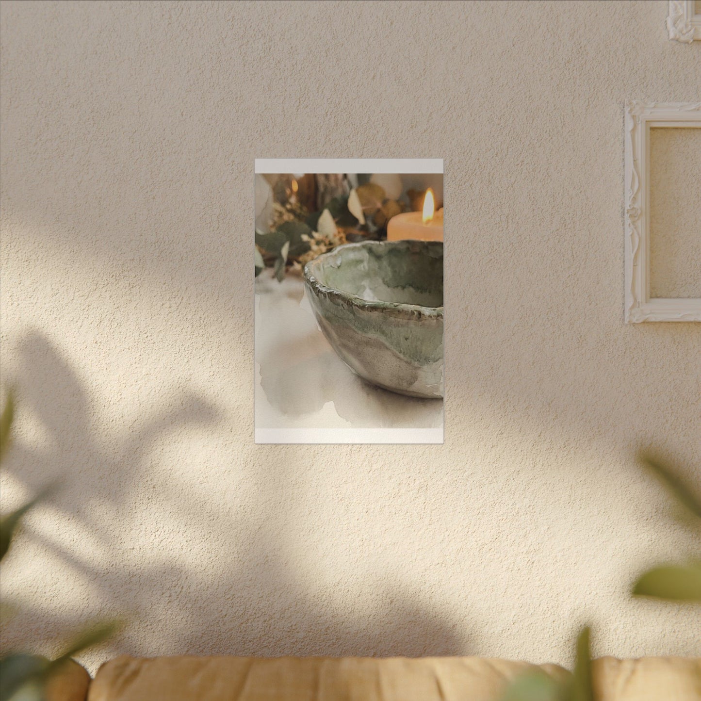 Ceramic Bowl Canvas Art | Summer Japandi Watercolor Art