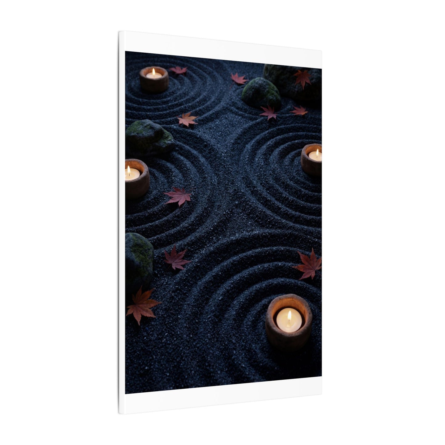 Seijaku Rock Garden Canvas Art - Dark Japandi Dark Texture