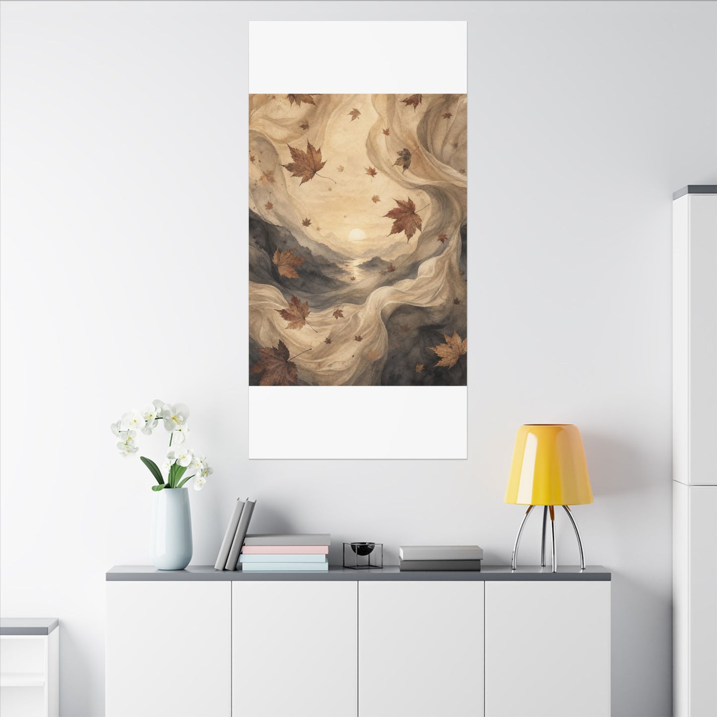 Autumn Silk Drape Watercolor Canvas Art | Earthy Decor