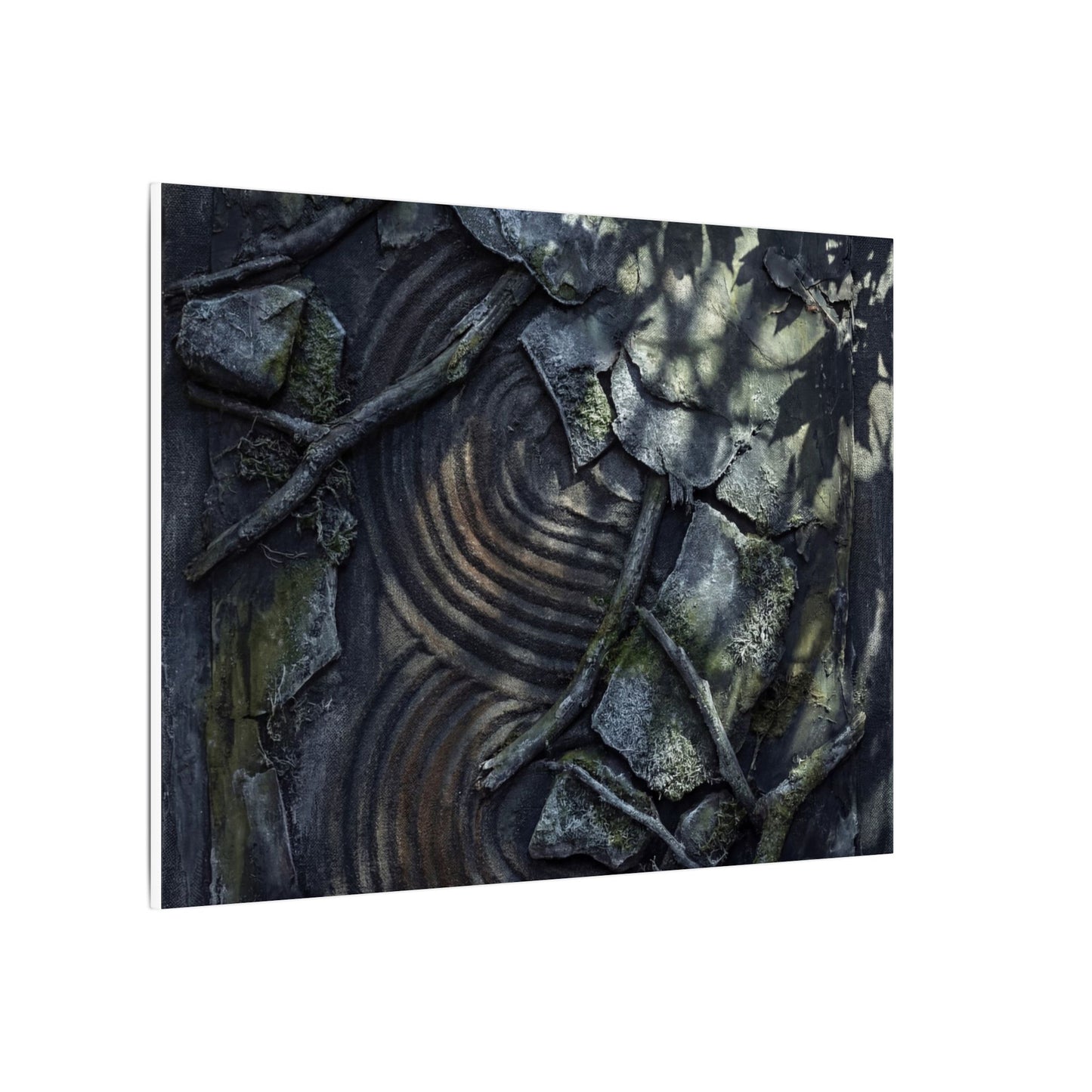 Rock Garden Canvas Art | Winter Dark Japandi Dark Texture Art