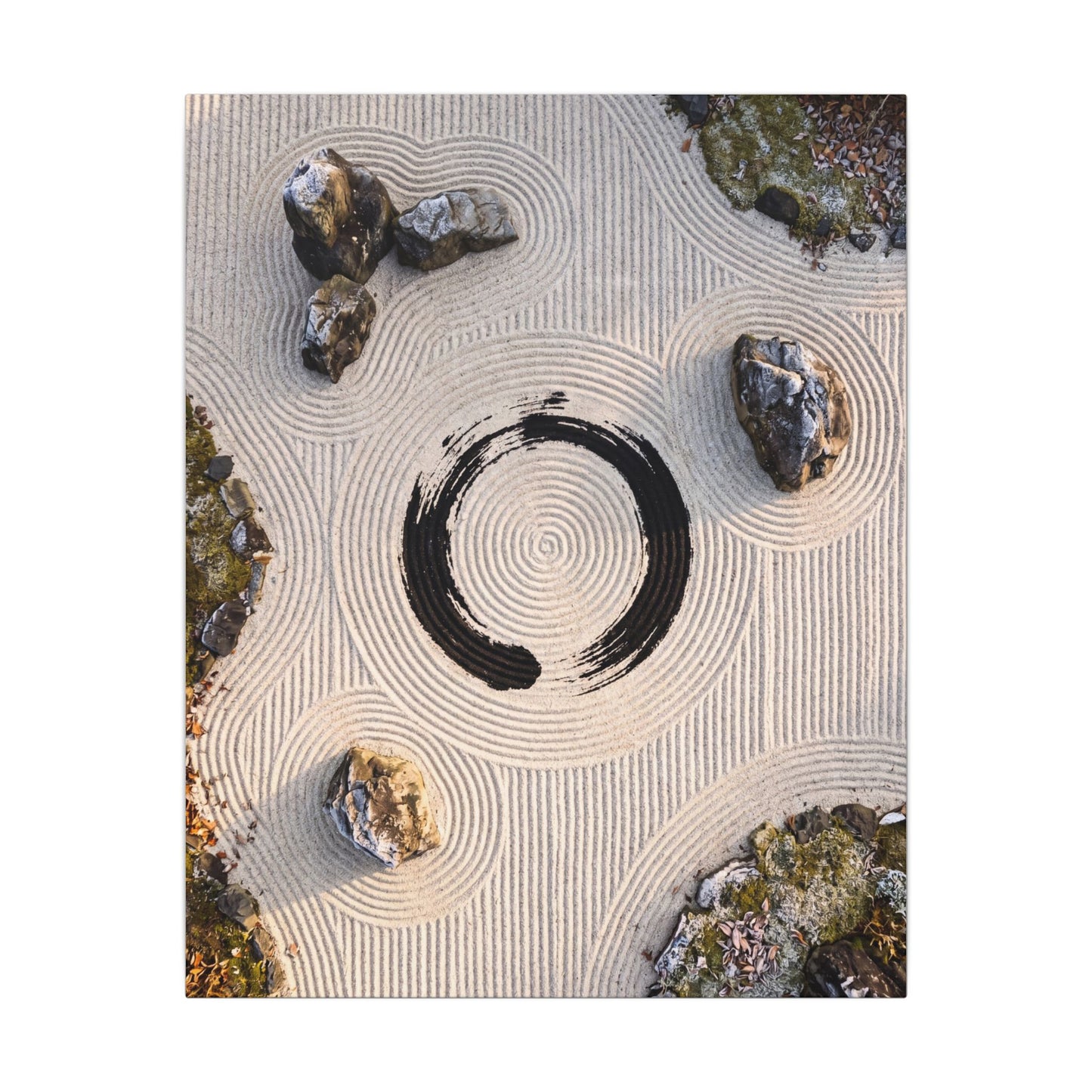 Rock Garden Canvas Art | Winter Zen Enso Art