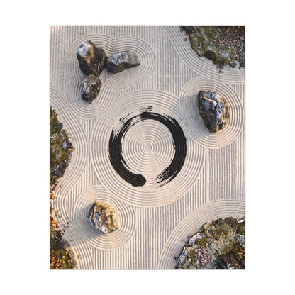 Rock Garden Canvas Art | Winter Zen Enso Art