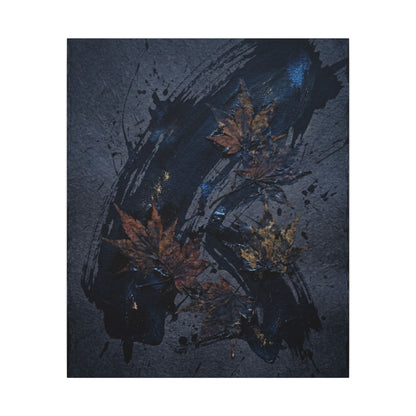 Sophisticated Ink Brushstroke Canvas Art - Dark Texture Dark Japandi