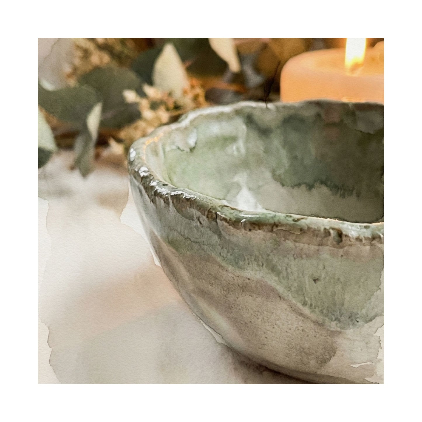 Ceramic Bowl Wall Art Print | Summer Japandi Watercolor Art