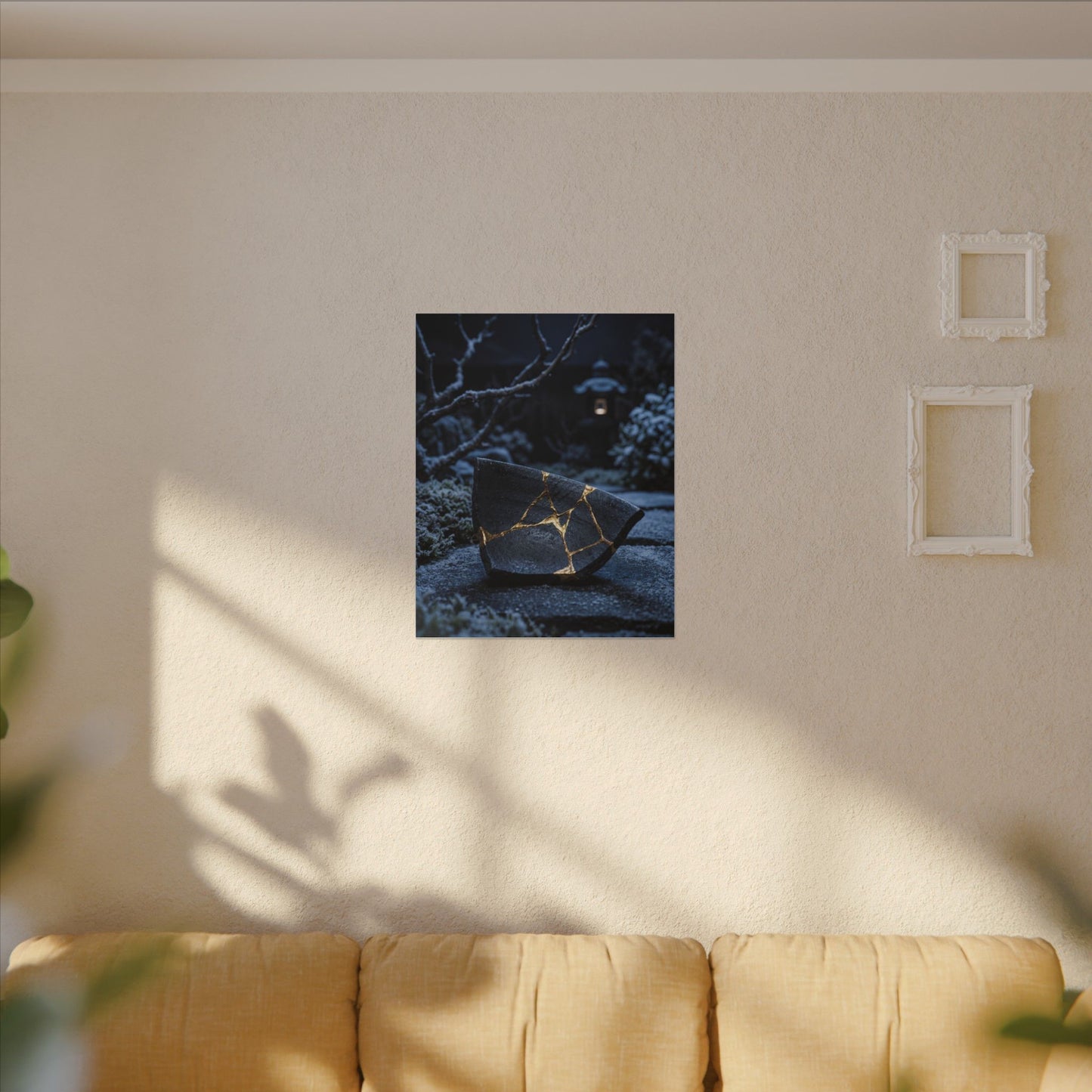 Moonlit Garden Winter Canvas Art | Kintsugi Artful Design