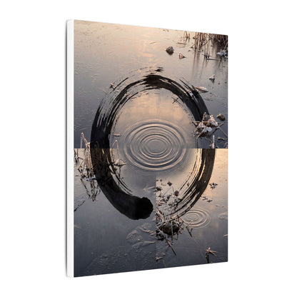 Winter Water Ripple Enso Canvas Art | Tranquil Decor