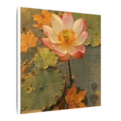 Autumn Lotus Flower Herbarium Canvas Art | Rustic Decor