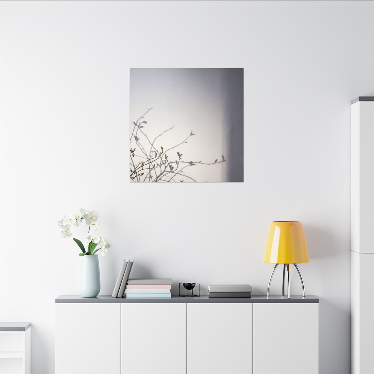 Japandi Shadow Play in Dawn | Japanese Pattern Canvas Art