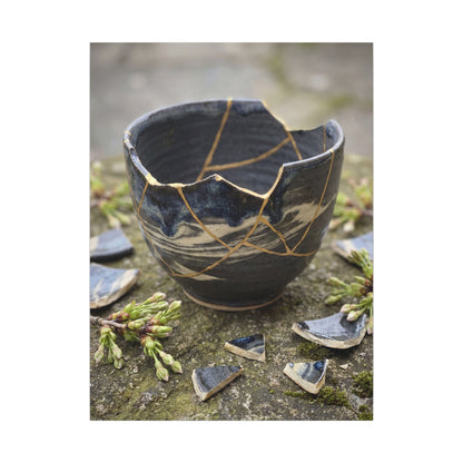 Datsuzoku Ceramic Bowl Canvas Art - Kintsugi Gold Repair