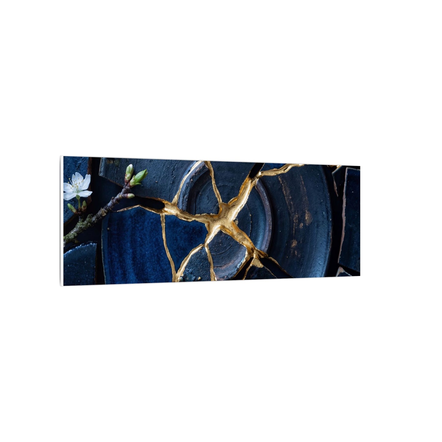 Moonlight Broken Pottery Canvas Art - Kintsugi Fukinsei