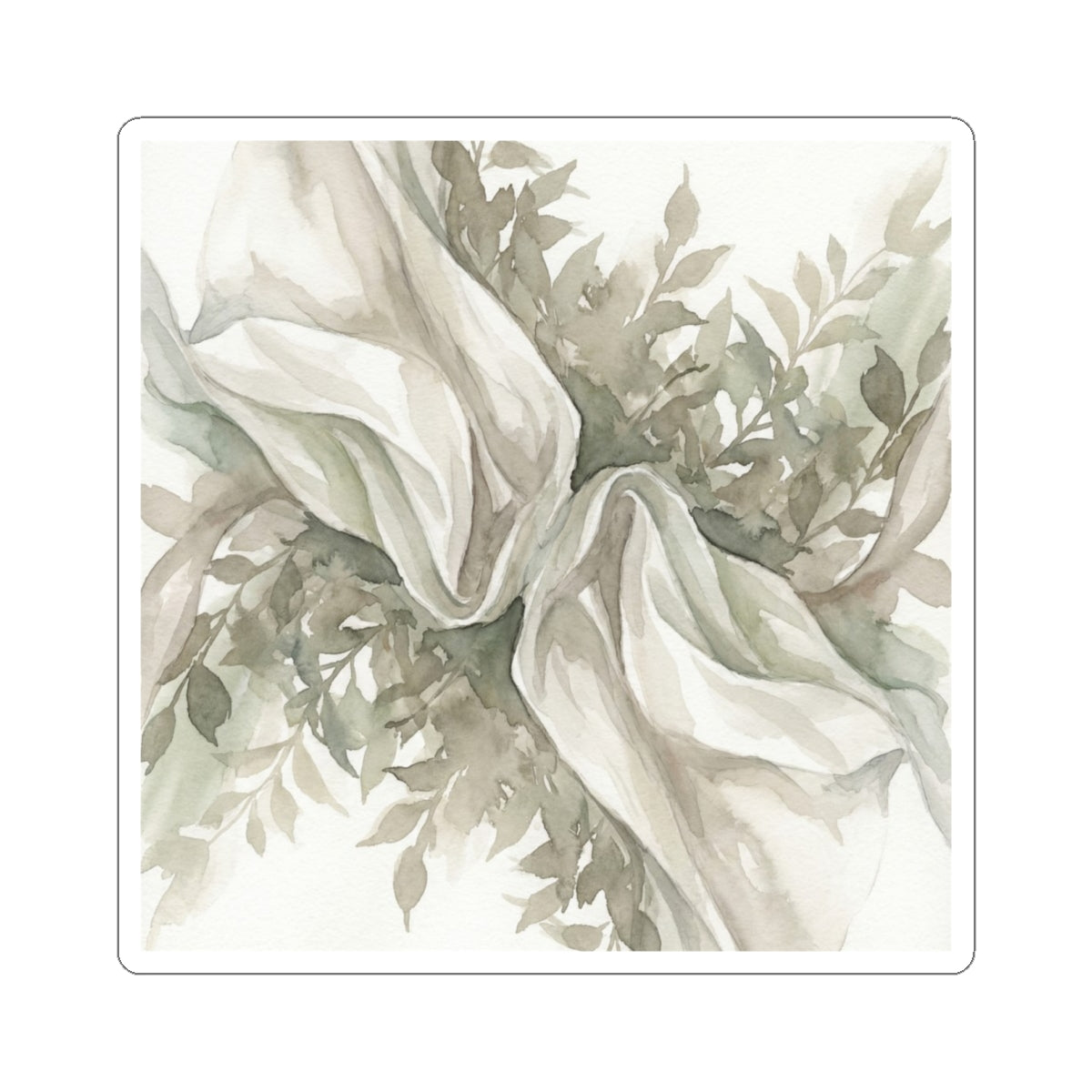 Silk Drape Watercolor Sticker | Cozy Japandi Art Art Print